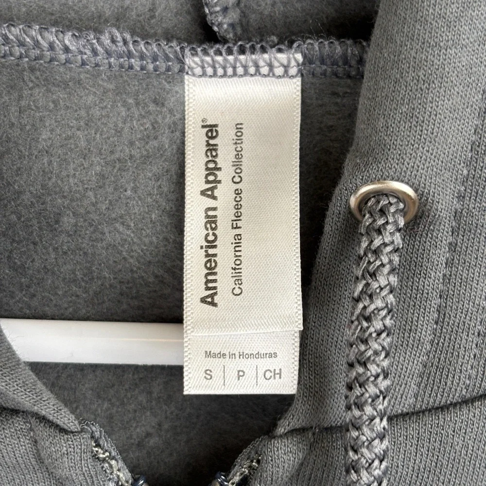 American Apparel California Fleece Zip Up Hoodie Charcoal Grey Norm Indie Mens S